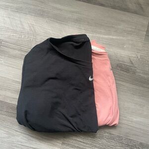 Nike Black and Dusty Pink Dri fit Crop top set